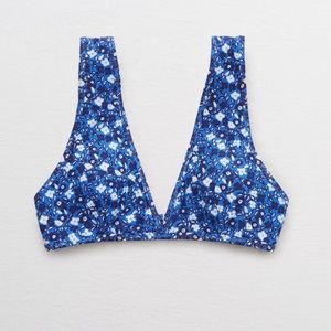 Blue floral bikini top